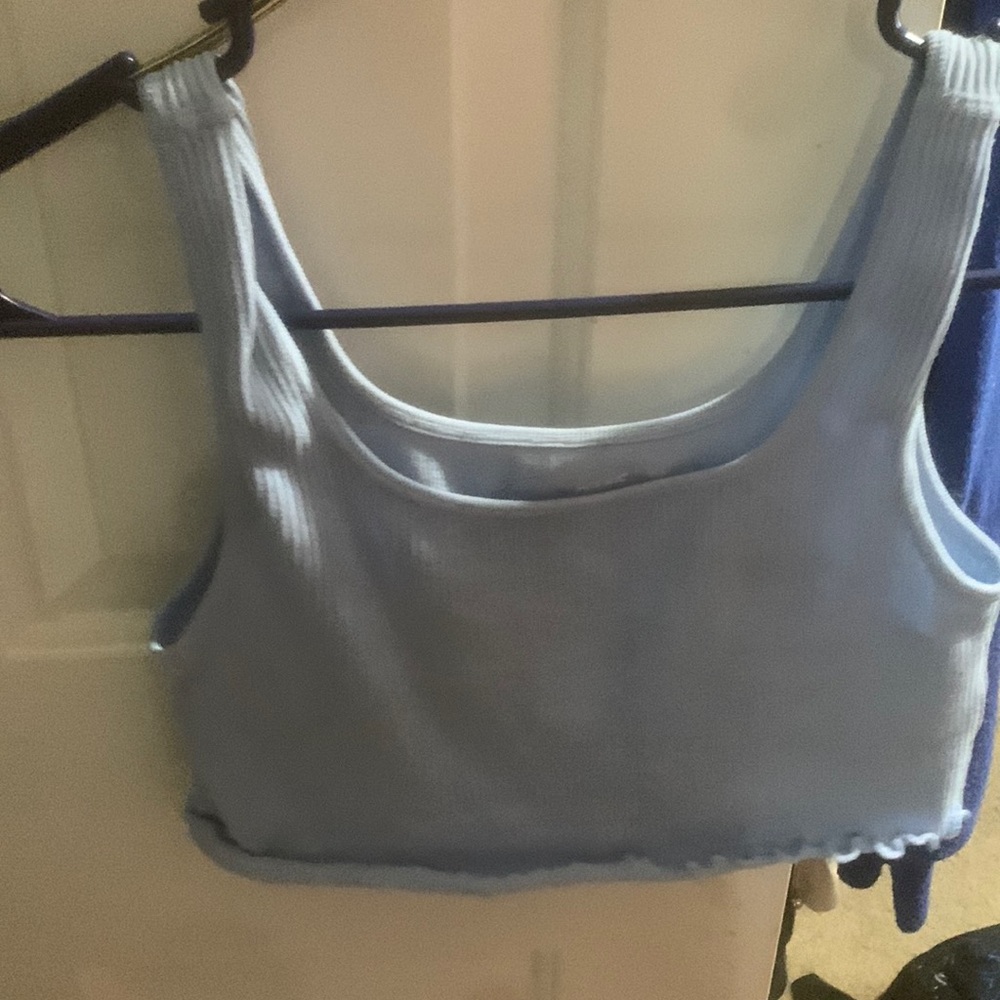 cropped light blue tank top